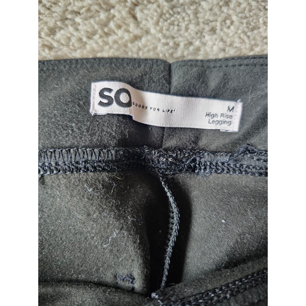 SO Leggings Womens High Rise Skinny Leg Pockets Medium 100% Polyester Pleather - Picture 4 of 6